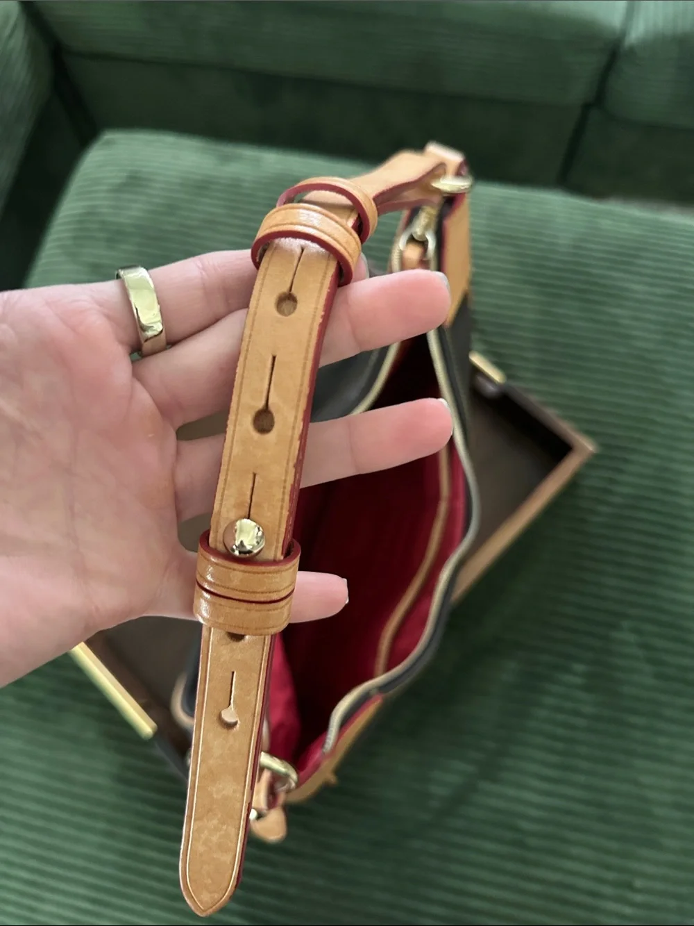 Dooney & Bourke Brown Leather Shoulder Bag with Tan Trim